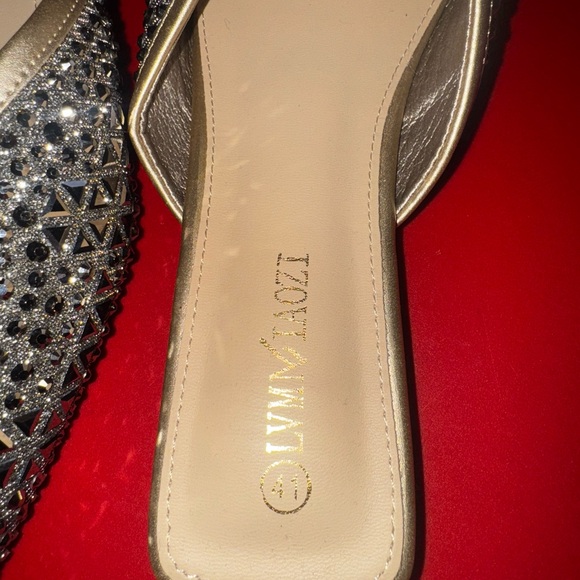 Women's Gold and Silver Embellished Mules - Picture 3 of 6